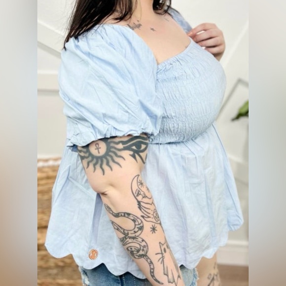 Simply Southern 2X sky blue top - Picture 3 of 7